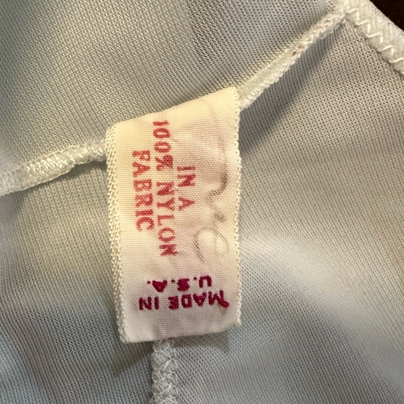 Vintage 70s USA Lace Embroidered Sheer Nightgown Puff Ruffled Sleeves - Picture 6 of 7